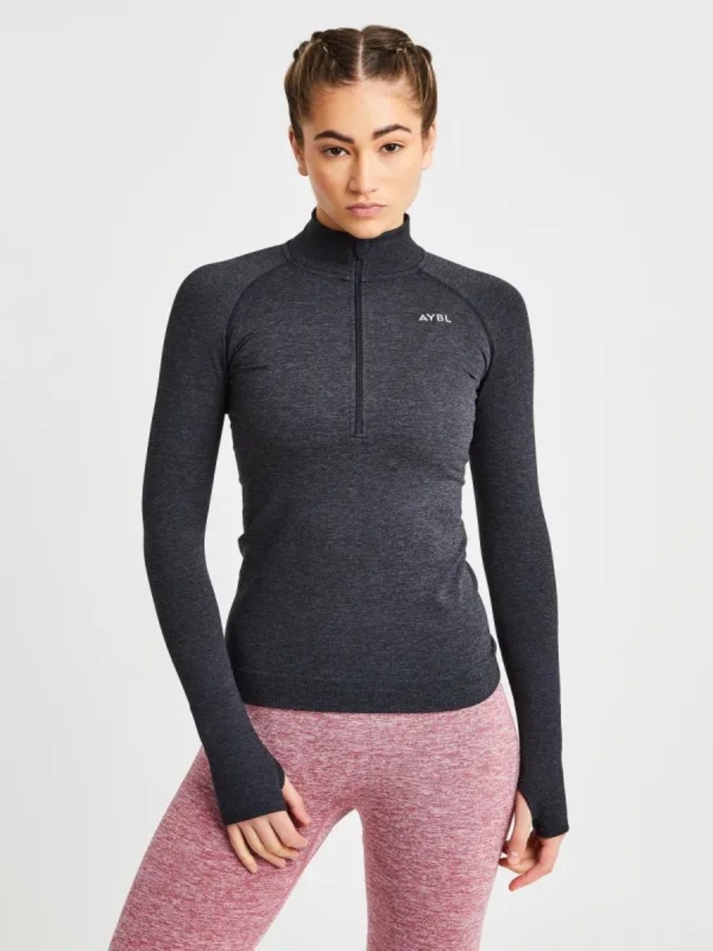 AYBL Charcoal Grey Half-Zip Performance Top